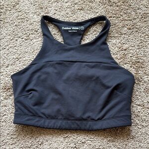 Outdoor Voices Black High Neck Move Free Crop Top Sports Bra